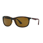 Ray-Ban // Men's Polarized Wrap Sunglasses // Tortoise + Brown