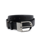 Men's Deming Adjustable + Reversible Grained Calf Leather Belt // Black