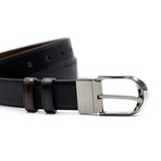 Men's Deming Adjustable + Reversible Grained Calf Leather Belt // Black
