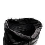 Men's Shake Calf Leather Backpack + Drawstring Closure // Black