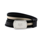 Men's Teller Canvas Leather Adjustable Buckle Belt // Black + Beige (44"L)