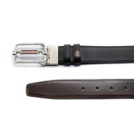 Men's Steff Embossed Calf Leather Reversible + Adjustable Belt // Black