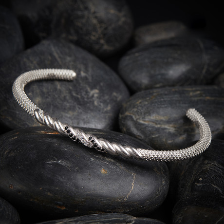 Hera Cuff Bracelet // Black + Silver (XS-S)