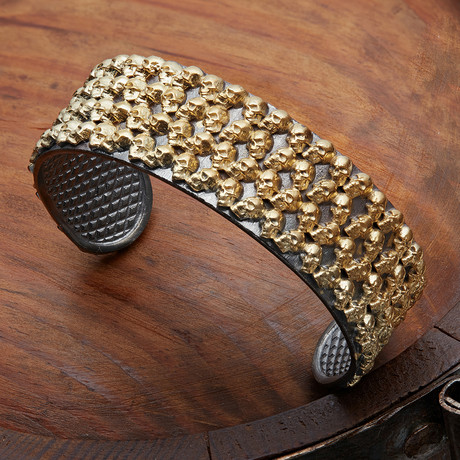 Mini Skulls Cuff Bracelet // Gold (XS-S)