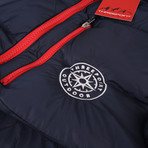 Adventure Badge Puffa Jacket // Navy + Red (L)
