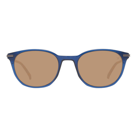 Men's Trapezium Sunglasses // Blue + Tan