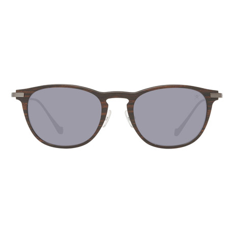 Men's Trapezium Wood Grain Sunglasses // Brown + Blue