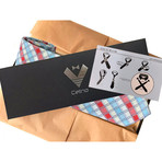 Silk Neck Tie + Gift Box // Red + White + Turquoise Diamond Grid