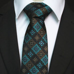 Silk Neck Tie + Gift Box // Turquoise + Brown Floral