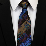 Silk Neck Tie + Gift Box // Blue Paisley + Stripes
