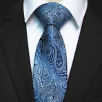 Silk Neck Tie + Gift Box // Blue Paisley