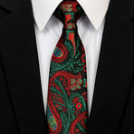 Silk Neck Tie + Gift Box // Green Paisley