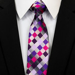 Silk Neck Tie +Gift Box // Pink + Purple Checkered