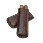 Tampa Fuego // Crocodile Embossed Genuine Leather // 2-Finger Cigar Case (Black)