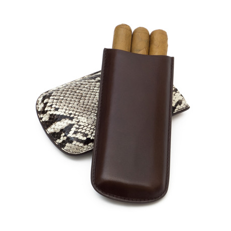 Genuine Python And Genuine Leather Cigar Case // Standard // Natural