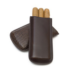 Genuine Alligator And Genuine Leather Cigar Case // Standard // Brown