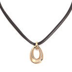 Bucherer 18k Rose Gold + Leather Diamond Necklace