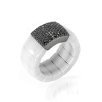 Bucherer 18k White Gold + Ceramic Diamond Ring // Ring Size: 8.25