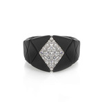 Bucherer 18k White Gold + Ceramic Diamond Ring // Ring Size: 7