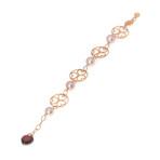 Mimi Milano 18k Rose Gold Garnet + Pearl Chain Bracelet