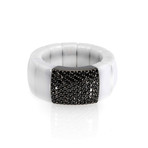 Bucherer 18k White Gold + Ceramic Diamond Ring // Ring Size: 8.25