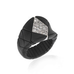 Bucherer 18k White Gold + Ceramic Diamond Ring // Ring Size: 7