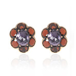 Mimi Milano 18k Rose Gold Amethyst + Garnet Huggie Earrings