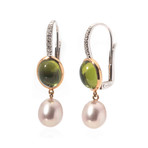 Mimi Milano 18k Two-Tone Gold Peridot + Diamond Huggie Earrings
