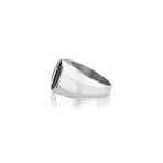 Mine Stone Knight Ring // White Gold Finish + Black (Size 7)