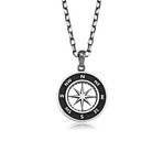 Compass Necklace // Black + Silver (22")