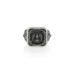 Zircon Stone + Double Headed Eagle Ring // Silver + Black (10)