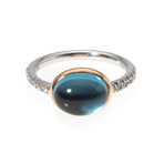 Mimi Milano 18k Two-Tone Gold Blue Topaz + Diamond Statement Ring // Ring Size: 6.25