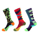 Mile Stripe Athletic Socks I // Multicolor // Pack of 3