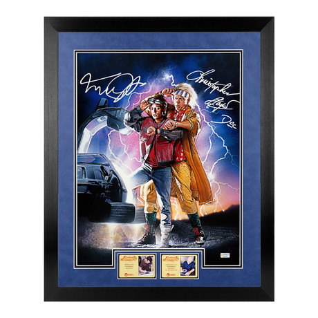 Michael J. Fox + Christopher Lloyd // Autographed Back to the Future II Marty McFly, Doc Brown Framed Poster Art // 16X20