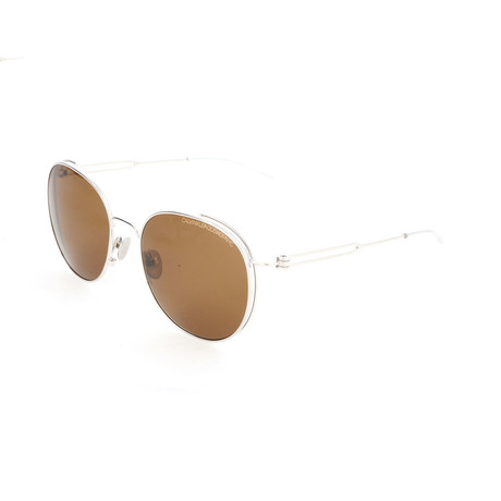 Calvin Klein // Unisex CK8052 Sunglasses // Shiny Nickel + Brown
