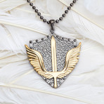 GKL0078 // Empire Wings Necklace // Black + Gold (S-M)