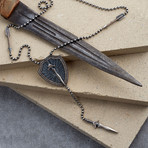 GKL0144 // Armor + Sword Necklace // Matte Silver (XS-S)