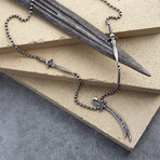 GKL0145 // Arab Sword Necklace // Matte Silver (S-M)
