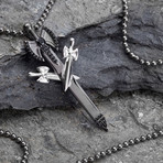 GKL0161 // Knife Necklace // Black +  Silver (S-M)
