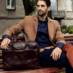 The Little Prince // Leather Briefcase Laptop Bag // Dark Brown