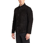 Marco High Collar Leather Jacket // Black (2XL)