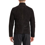 Marco High Collar Leather Jacket // Black (2XL)