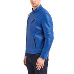 Julio Biker Leather Jacket // Blue (S)