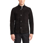 Marco High Collar Leather Jacket // Black (XL)