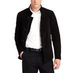 Marco High Collar Leather Jacket // Black (L)