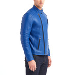 Julio Biker Leather Jacket // Blue (3XL)