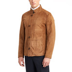 Marco High Collar Leather Jacket // Tobacco (XL)