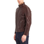 Jace Biker Leather Jacket // Chestnut (S)