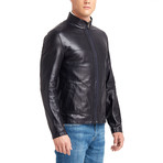 Alan Doubleface Leather Jacket // Navy (3XL)