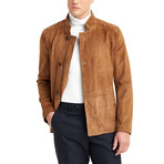Marco High Collar Leather Jacket // Tobacco (3XL)